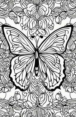 A simple butterfly design on a coloring book page.