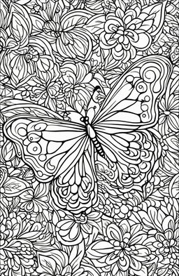 A simple butterfly design on a coloring book page.