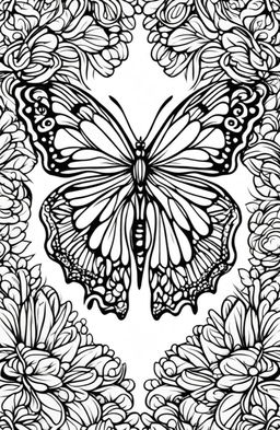 A minimalist butterfly on a coloring book page.