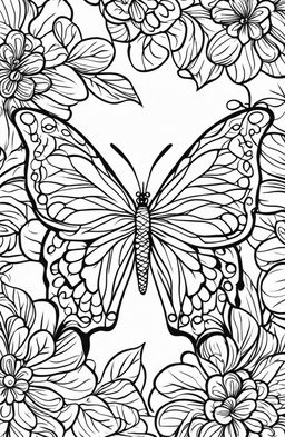 A minimalist butterfly on a coloring book page.