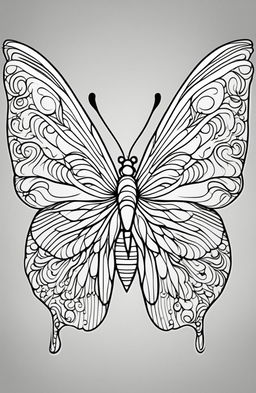 A minimalist butterfly on a coloring book page.