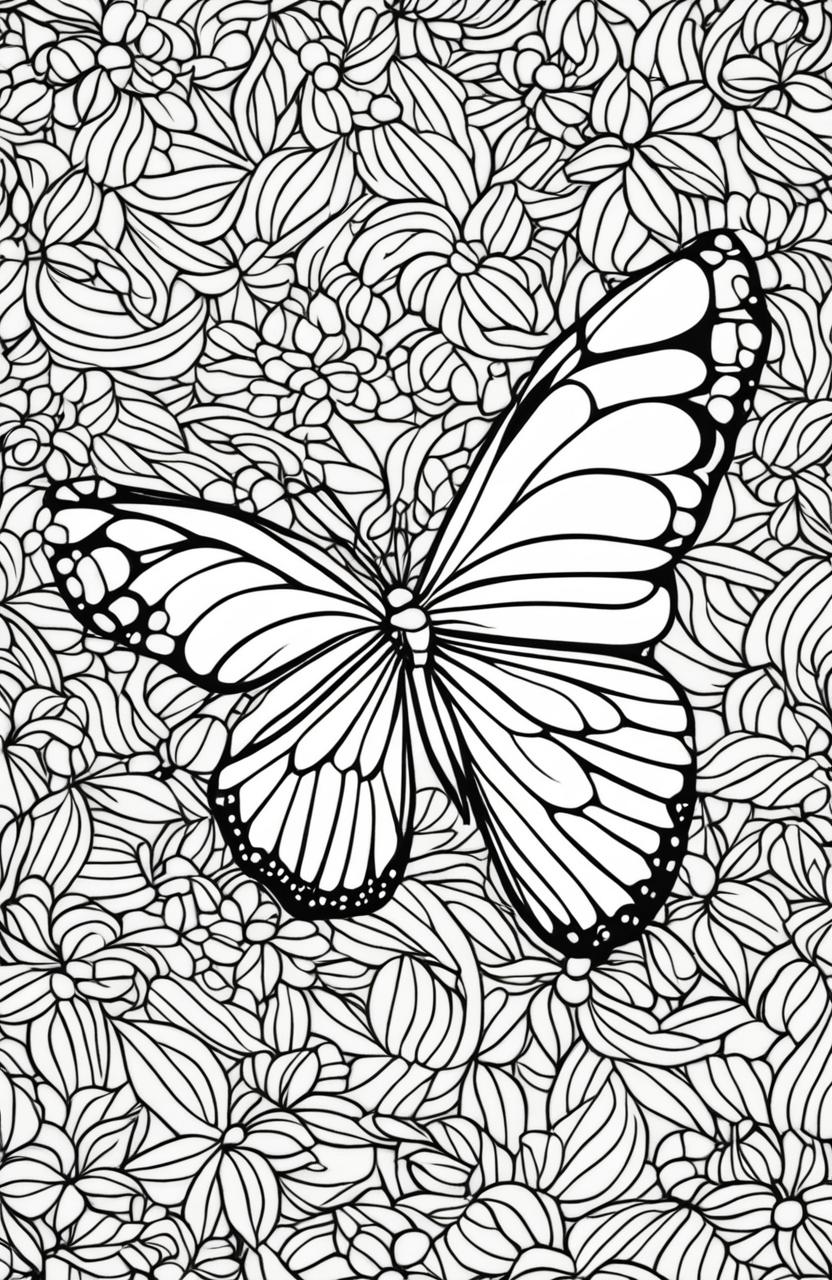 An ultra-minimalist butterfly on a coloring book page.