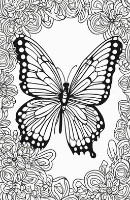 An ultra-minimalist butterfly on a coloring book page.