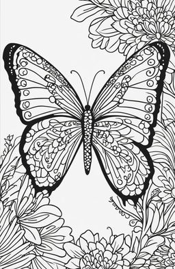 An ultra-minimalist butterfly on a coloring book page.