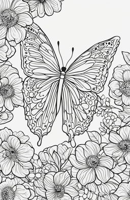 An ultra-minimalist butterfly on a coloring book page.