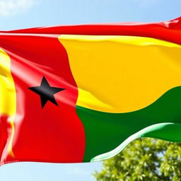 The flag of Ghana, featuring three horizontal stripes of red, yellow, and green, with a black star in the center of the yellow stripe