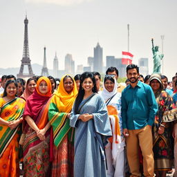 An inspiring and diverse gathering of people from different cultures around the world, standing together in unity