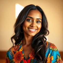 A captivating 35-year-old woman with Brazilian or Portuguese features, showcasing her unique beauty