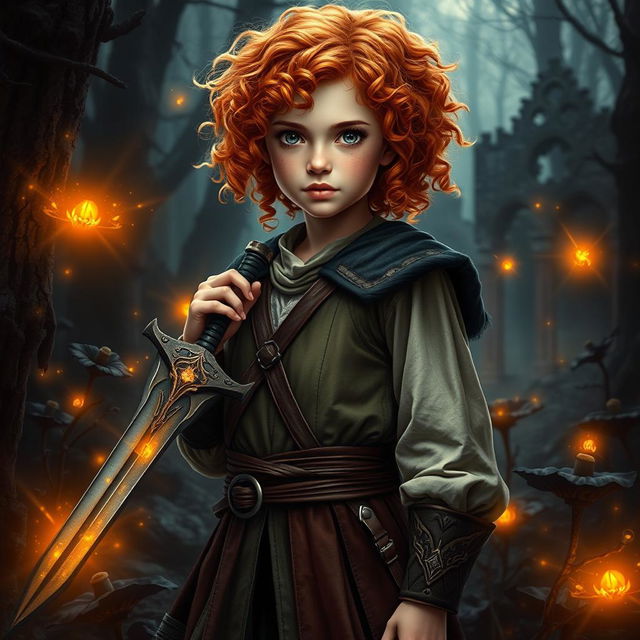 A captivating fantasy book cover featuring a young and pretty girl standing proudly in an atmospheric woods