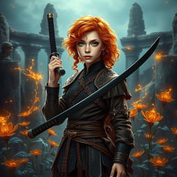 A captivating fantasy book cover featuring a teen pretty girl standing confidently in a mystical setting
