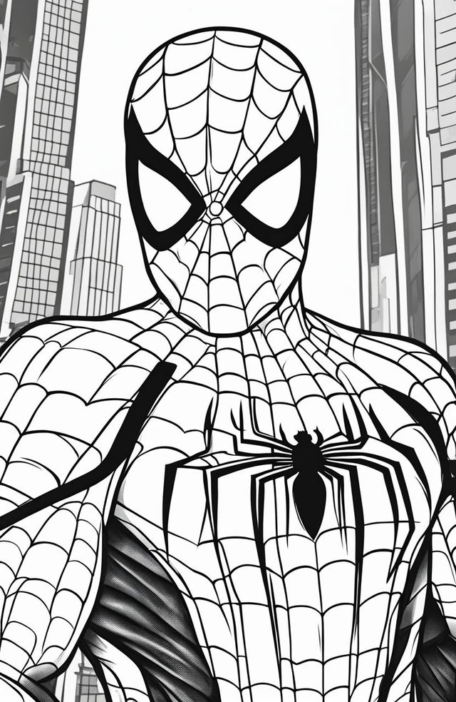 A minimalistic Marvel-inspired coloring page featuring Spider-Man.