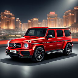 A stunning hybrid car design that combines elements of a LaFerrari and a G-Wagon, featuring sleek aerodynamic lines of the LaFerrari merged with the rugged, robust stance of the G-Wagon