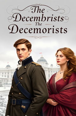 A historical book cover illustrating the Decembrists in the Russian Empire, featuring the main characters portrayed by Pierre Niney and Anna Chipovskaya