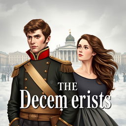 A historical book cover illustrating the Decembrists in the Russian Empire, featuring the main characters portrayed by Pierre Niney and Anna Chipovskaya