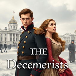 A historical book cover illustrating the Decembrists in the Russian Empire, featuring the main characters portrayed by Pierre Niney and Anna Chipovskaya