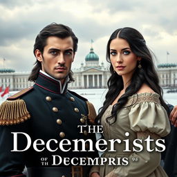 A historical book cover depicting the Decembrists in the Russian Empire, featuring a handsome man and a beautiful woman