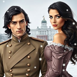 A historical book cover featuring a handsome man resembling French actor Pierre Niney, with stylish long dark hair, dark eyes, and a long nose, embodying charm and sophistication