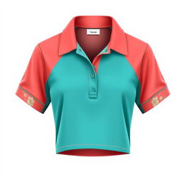 A stylish women's cropped polo shirt design with a fitted silhouette