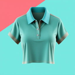 A stylish women's cropped polo shirt design with a fitted silhouette