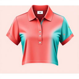 A stylish women's cropped polo shirt design with a fitted silhouette