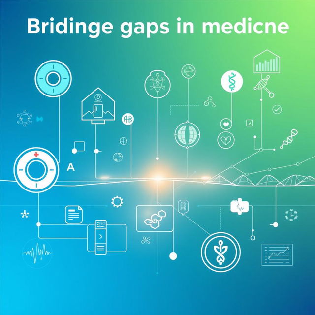 A striking visualization of bridging gaps in medicine, showcasing a diverse range of medical graphics without any text