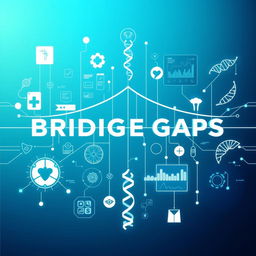 A striking visualization of bridging gaps in medicine, showcasing a diverse range of medical graphics without any text