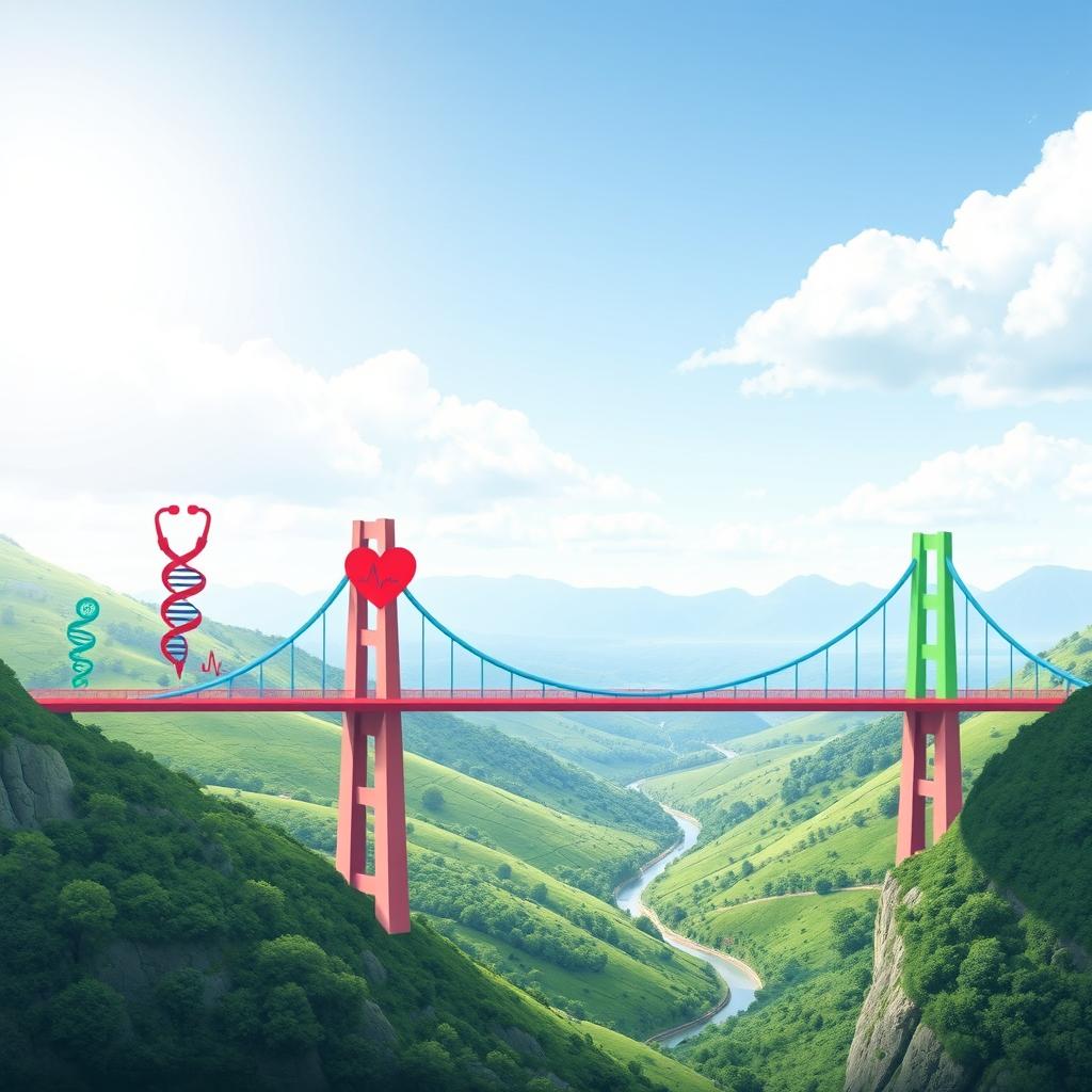 A visually captivating representation of 'medicine bridges,' symbolizing the connection between various fields of medicine and healthcare