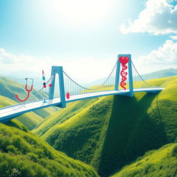 A visually captivating representation of 'medicine bridges,' symbolizing the connection between various fields of medicine and healthcare
