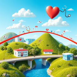 An imaginative depiction of 'bridges' in the context of medicine, illustrating the concept of connection and collaboration within the healthcare field