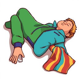 A cartoon-style illustration featuring a dead body lying on the ground