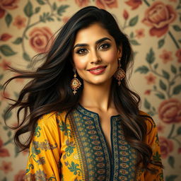 A striking portrait of Alnaz Habibi, celebrating her unique beauty and vibrant personality