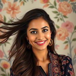 A striking portrait of Alnaz Habibi, celebrating her unique beauty and vibrant personality