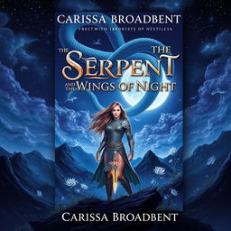 A mesmerizing book cover design for 'The Serpent and the Wings of Night' by Carissa Broadbent, the first book in the Crowns of Nyaxia series