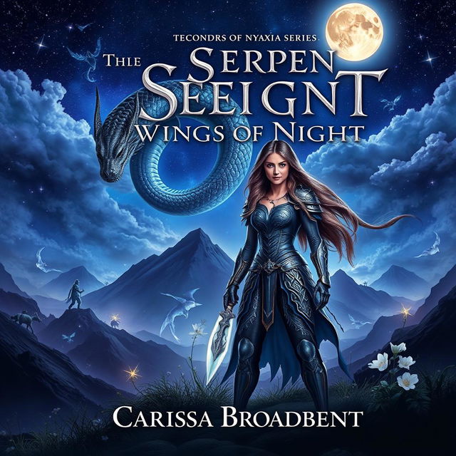 A mesmerizing book cover design for 'The Serpent and the Wings of Night' by Carissa Broadbent, the first book in the Crowns of Nyaxia series