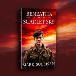 An engaging book cover design for 'Beneath a Scarlet Sky' by Mark Sullivan