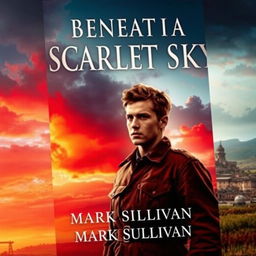 An engaging book cover design for 'Beneath a Scarlet Sky' by Mark Sullivan