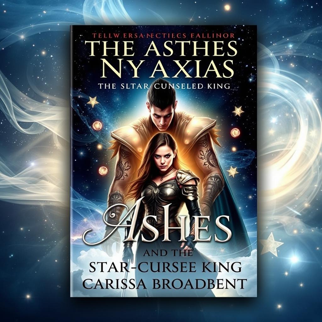 An enchanting book cover design for 'The Ashes and the Star-Cursed King' by Carissa Broadbent, the second installment in the Crowns of Nyaxia series