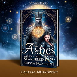 An enchanting book cover design for 'The Ashes and the Star-Cursed King' by Carissa Broadbent, the second installment in the Crowns of Nyaxia series