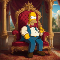 A Rococo-style portrait of a distinguished Homer Simpson in an elaborate setting.