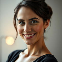 A stunning 38-year-old woman portrayed in half-length, showcasing her Italian features