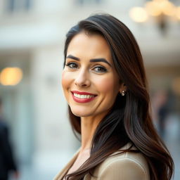 A captivating 38-year-old woman depicted in half-length, showcasing her Italian features
