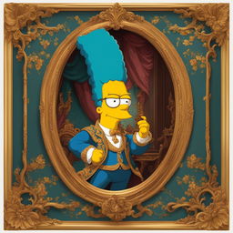 A Rococo-style portrait of a distinguished Bart Simpson in an elaborate setting.