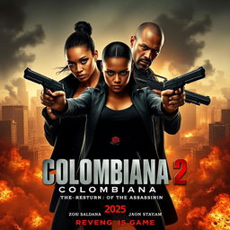 A movie poster concept for Colombiana 2 titled 'The Return of the Assassin'