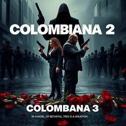 A striking movie poster concept for "Colombiana 2 (2025) - Alliance in Blood"