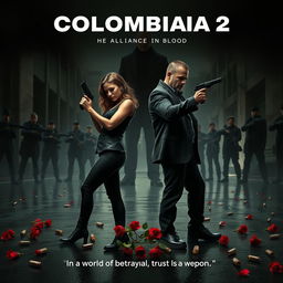 A striking movie poster concept for "Colombiana 2 (2025) - Alliance in Blood"