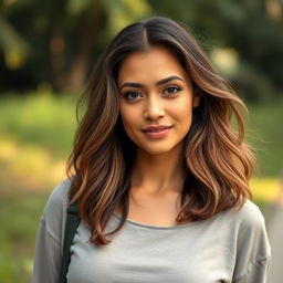 A 35-year-old woman of mixed ethnicity, embodying natural beauty with minimal makeup
