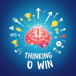 A dynamic and motivational image illustrating the concept of 'thinking to win,' featuring a vibrant brain at the center