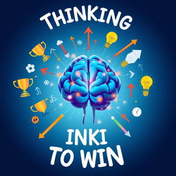 A dynamic and motivational image illustrating the concept of 'thinking to win,' featuring a vibrant brain at the center