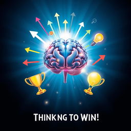 A visually striking image representing the concept of 'thinking to win,' showcasing a vibrant brain radiating energy and light