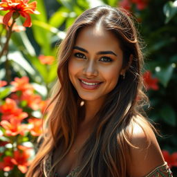 A 37-year-old woman from Latin America, embodying natural beauty with rich, warm skin tones and captivating features